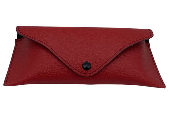 Red Custom Logo Cute Leather Eyeglass Holder With Button